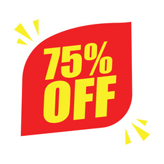 75% Off Red Badge – 75% Off Discount Sticker for Promotion.