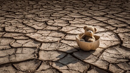 The Forgotten Toy on Cracked Earth: A Symbol of Lost Innocence