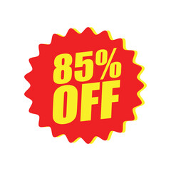 85% Off Red Badge – 85% Discount Sticker for Sales, Offers, and Promotions