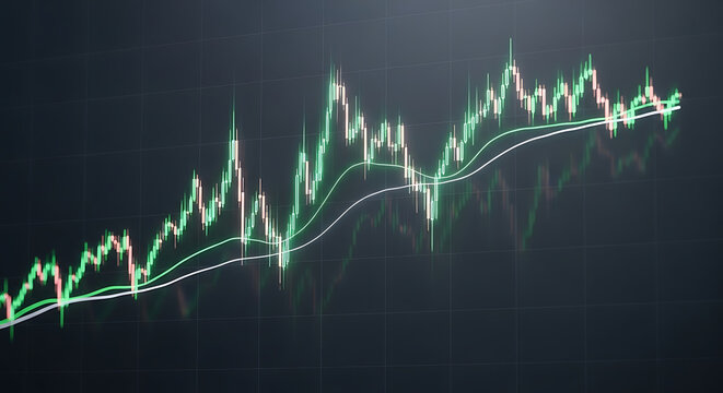 Dynamic stock market chart illustrating price fluctuations and trends over time.