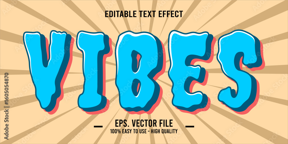 Poster vibes, happy and funny text effect with editable text