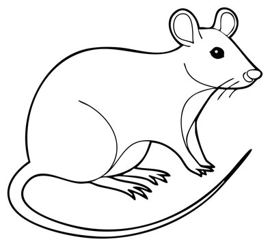 black and white rat sitting clip art preview