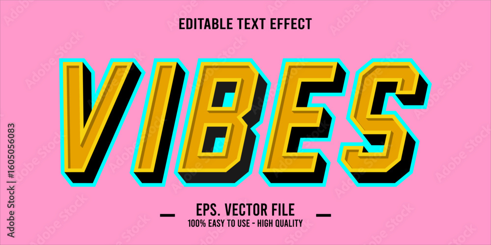 Poster vibes, happy and funny text effect with editable text