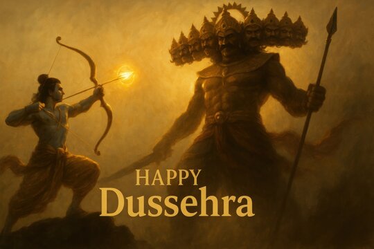 Happy dussehra card illustration.