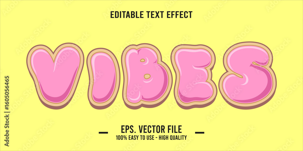 Aufkleber vibes, happy and funny text effect with editable text