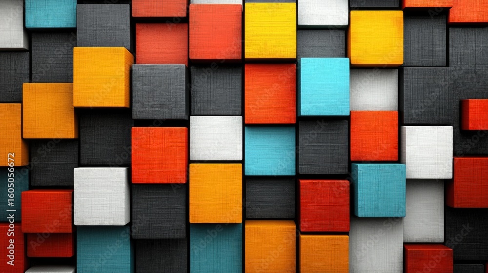 Aufkleber a vibrant arrangement of colorful blocks creating an abstract geometric design.