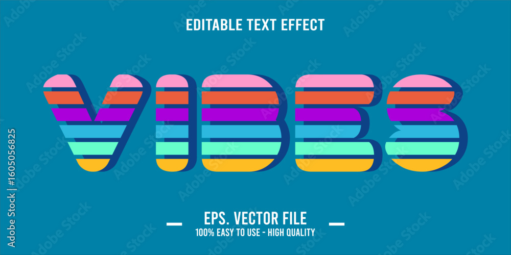 Aufkleber vibes, happy and funny text effect with editable text