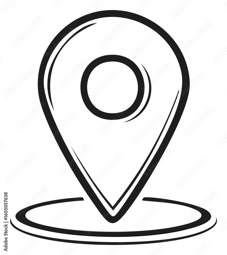 Poster hand drawn style location map pin icon for navigation and travel applications destination pointer sy