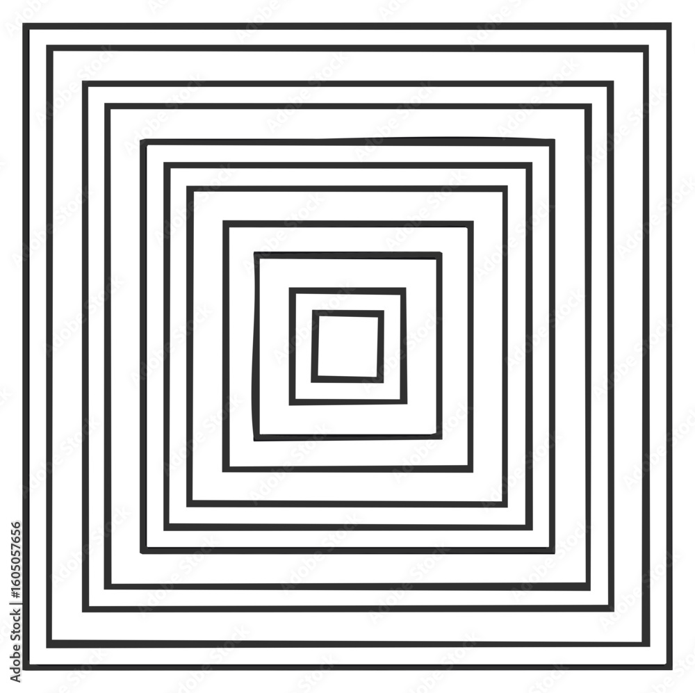Poster abstract geometric pattern of black concentric squares on a white background