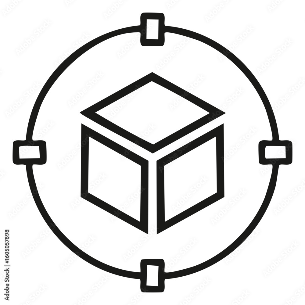 Aufkleber geometric 3d cube inside aiming target scope outline icon for precision