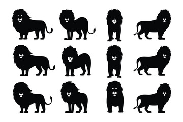 Six stylized black panther silhouettes displayed in a grid against a white background with varying poses