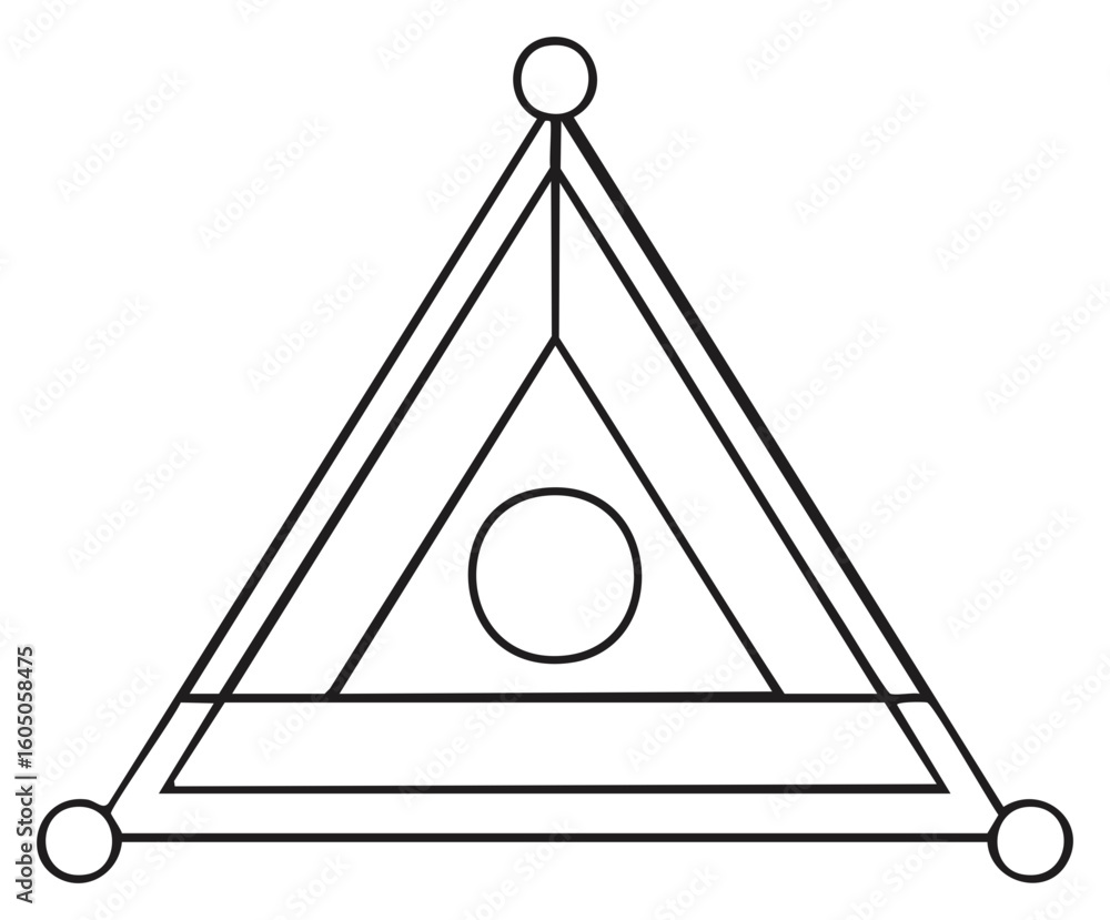 Poster geometric abstract triangle symbol with circles and lines minimalist illustration