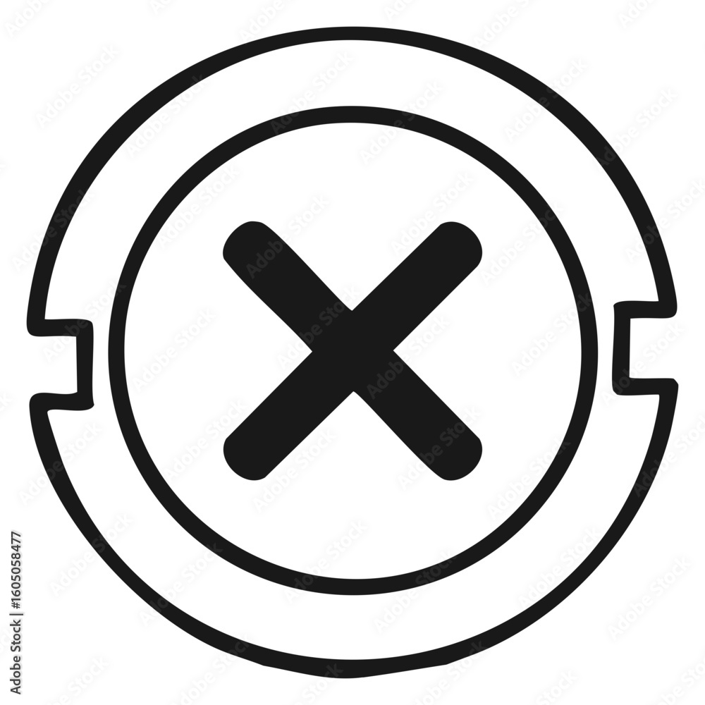 Poster simple flat design x cross mark icon in a circle for delete, close, cancel, or error button