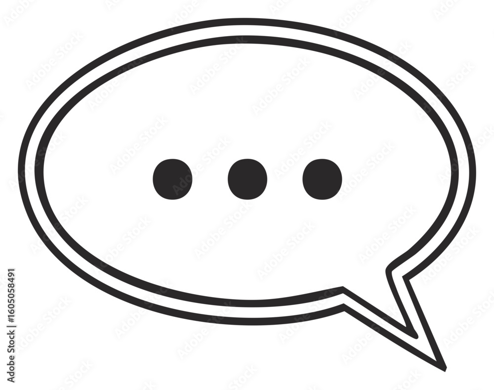 Poster vector line art thought speech bubble with three dots for communication dialogue or thinking