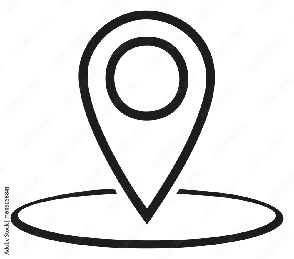 Poster map pointer icon over location spot represents navigation and destination