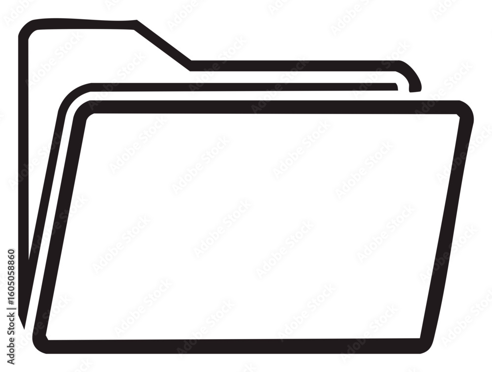 Aufkleber open file folder icon minimalist outline graphic element for organization