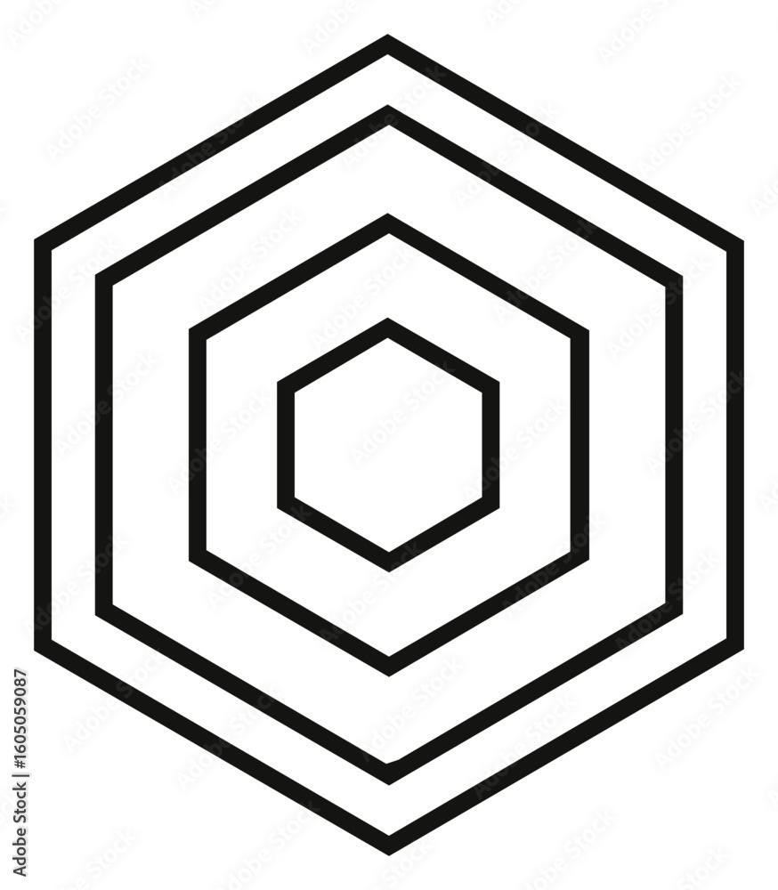 Poster black and white nested hexagonal geometric pattern abstract illustration