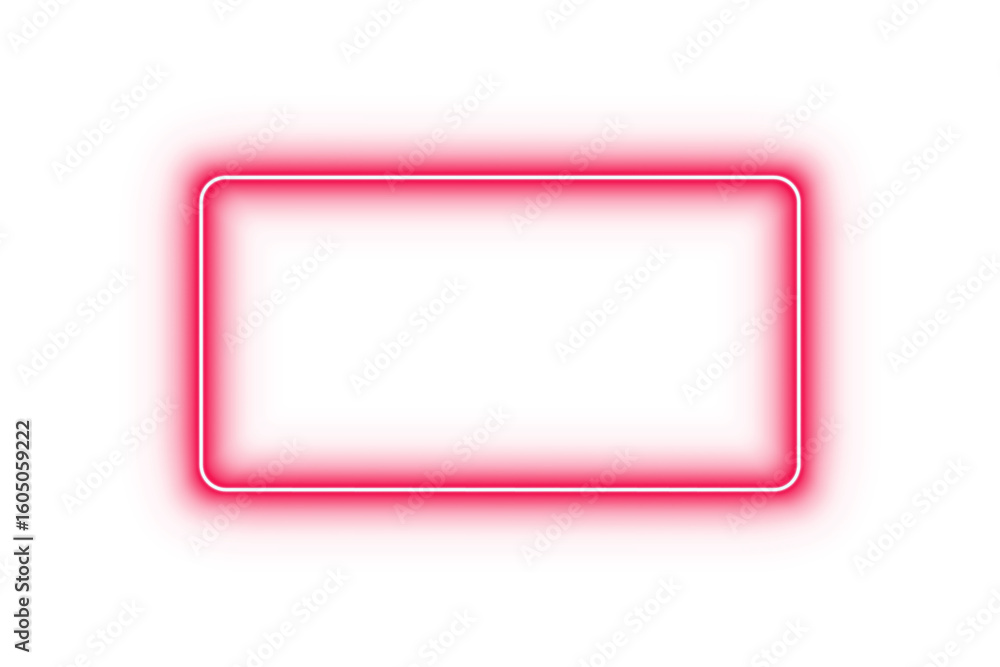 Poster pink neon rectangle frame glowing light border rounded corners laser beam outline empty transparent 