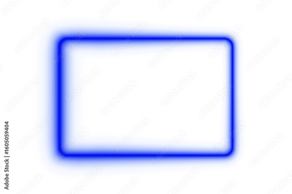 Poster blue neon rectangle frame glowing light border rounded corners bright laser beam outline empty trans