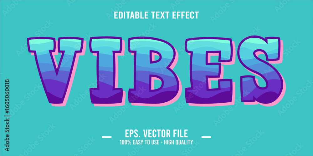 Poster vibes, happy and funny text effect with editable text