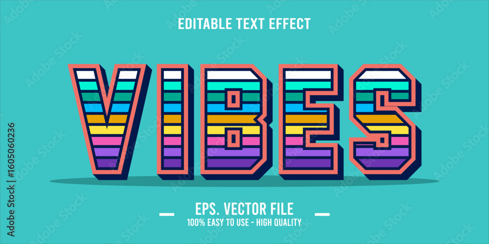 Poster vibes, happy and funny text effect with editable text