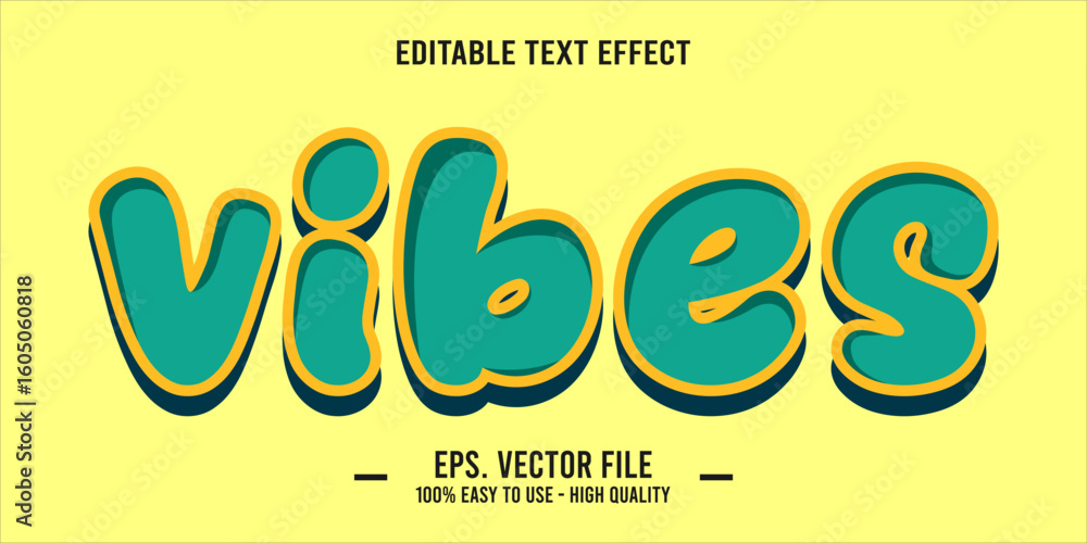 Poster vibes, happy and funny text effect with editable text