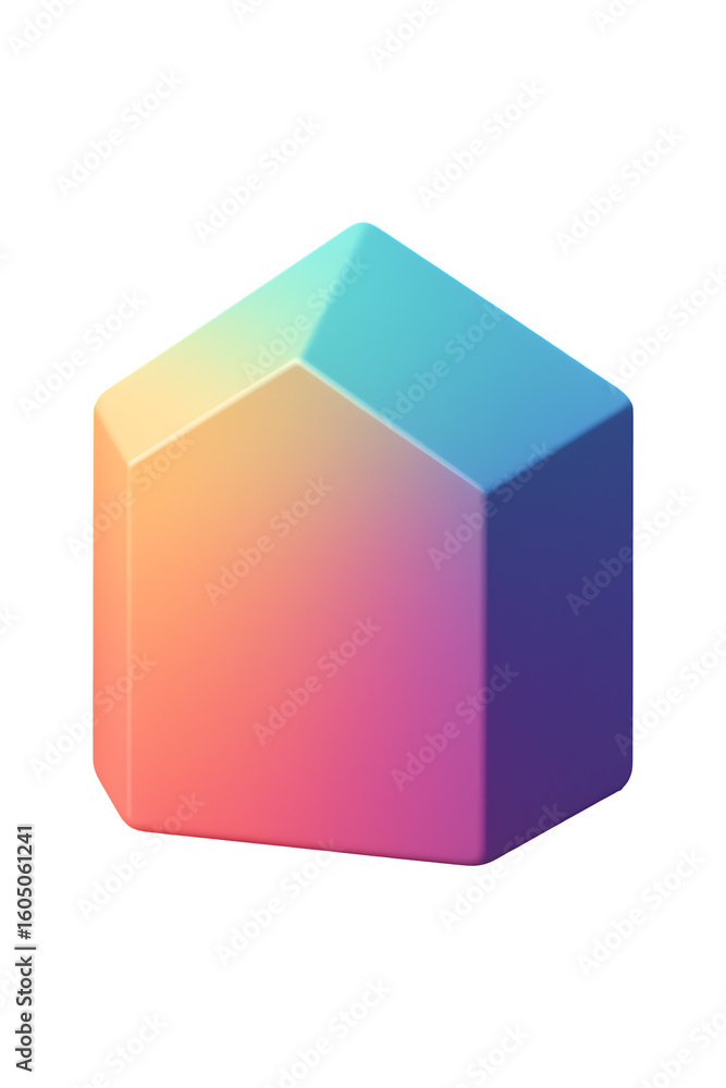 Poster 3d gradient pentagonal block isolated on a transparent background