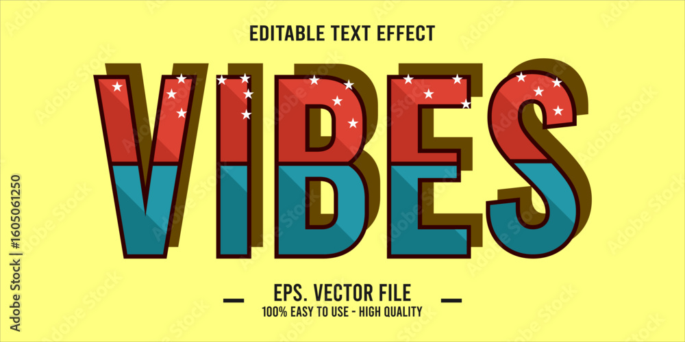 Aufkleber vibes, happy and funny text effect with editable text