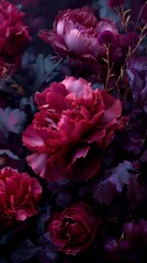 Vivid Dark Floral Background in Rich Red and Violet Hues