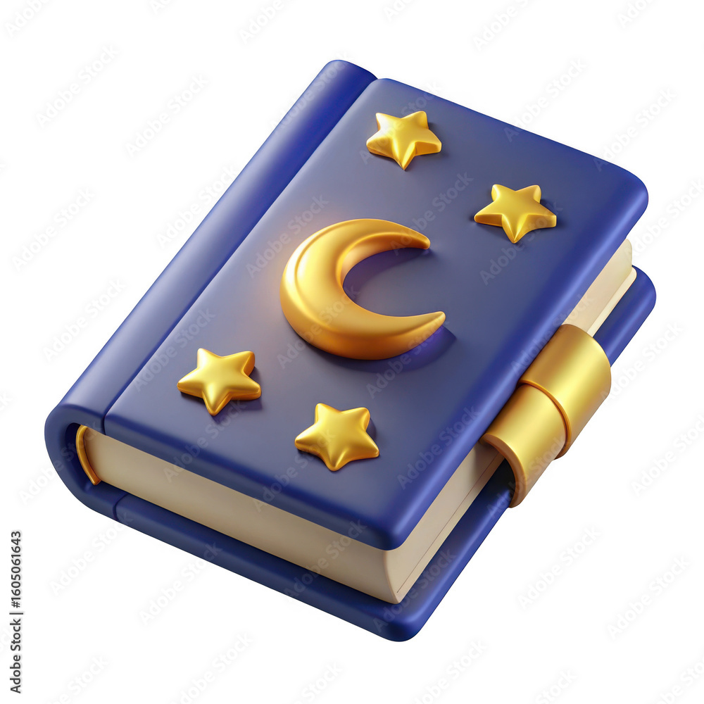 Poster 3d celestial spellbook isolated on transparent background