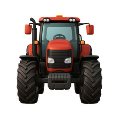 Obraz premium 3D Red Tractor Front View Isolated on a Transparent Background