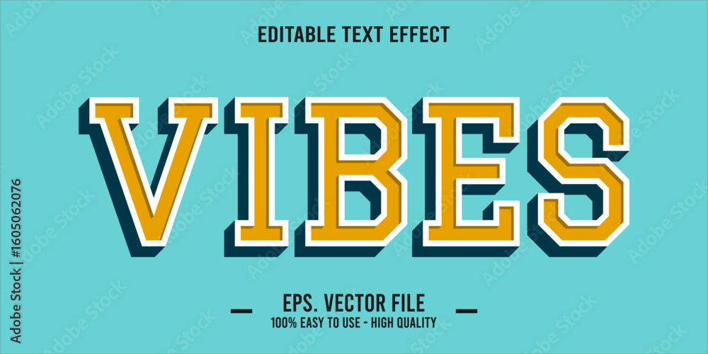 Poster vibes, happy and funny text effect with editable text