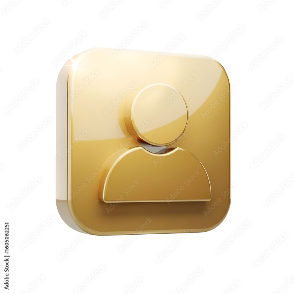 Poster 3d illustration of a 3d golden icon representing a user profile or account isolated on transparent b