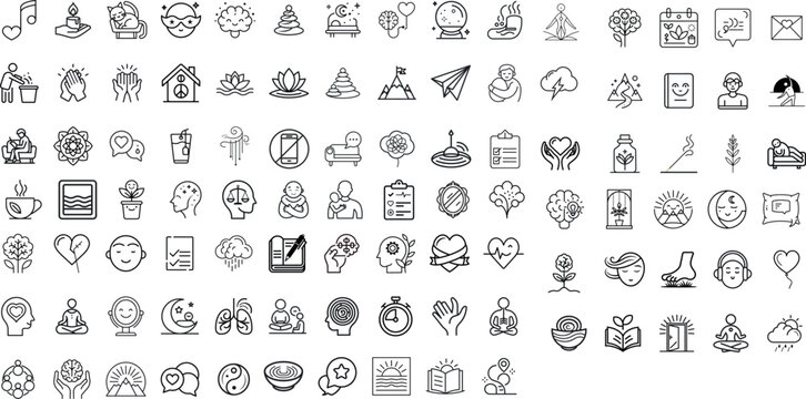 Mental Health Icon Set – Depression, Bipolar, PTSD, Panic, Mind Disorders – Psychology Solid Vector Symbols