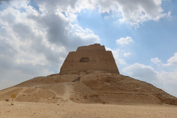 Maydoum pyramid built by King Sneferu in BaniSweif under the blue sky