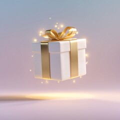 Elegant Floating Gift Box with Golden Wrapping