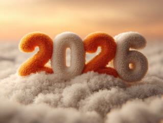 Retro shot of a number 2026 sculpted from soft