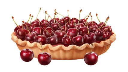 Cherry pie preparation in kitchen delicious dessert scene isolated on transparent.png