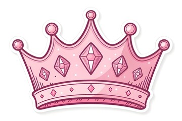 A pink princess crown is isolated on white background