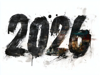 The number 2026 roughly made with bold black paint