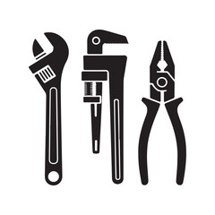 Adjustable Wrench, Pipe Wrench, and Pliers