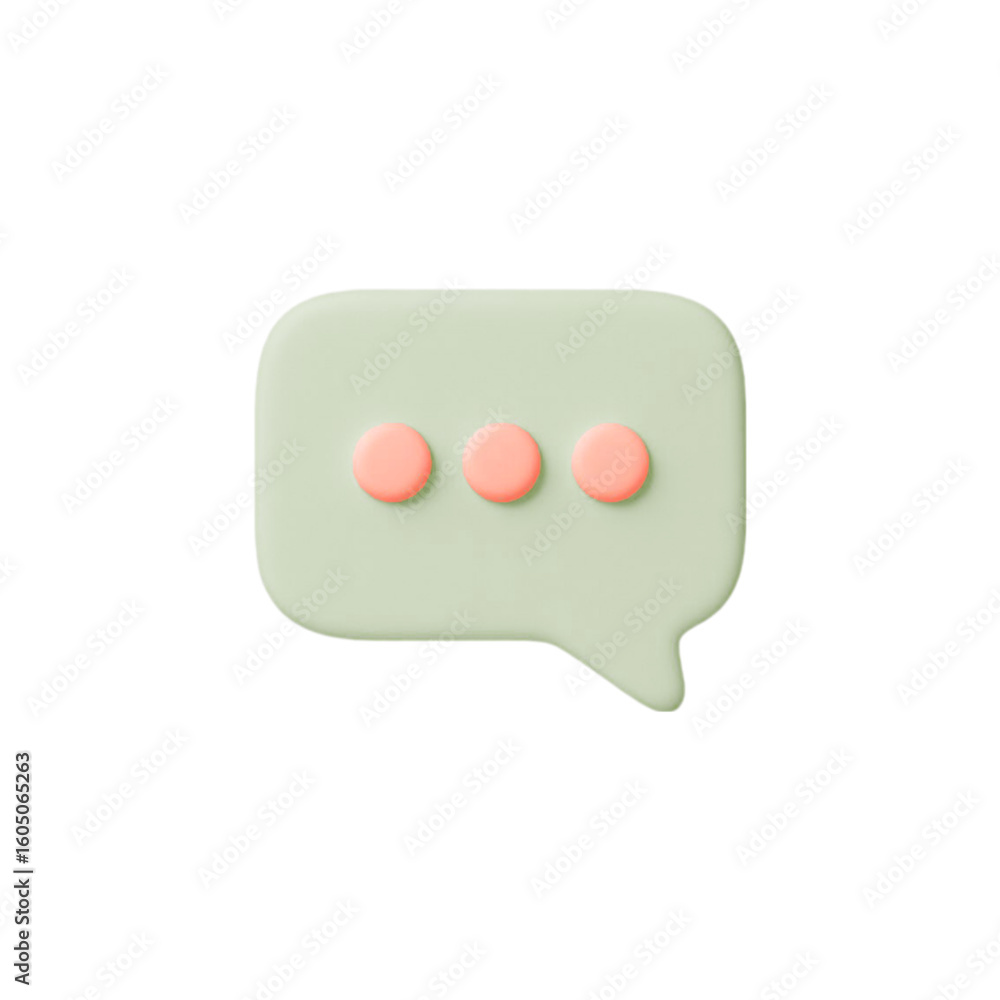 Poster 3d chat bubble with three dots isolated on transparent background