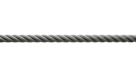 Strong steel wire rope or metal cable for industrial use. Heavy-duty. Isolated on transparent background, png