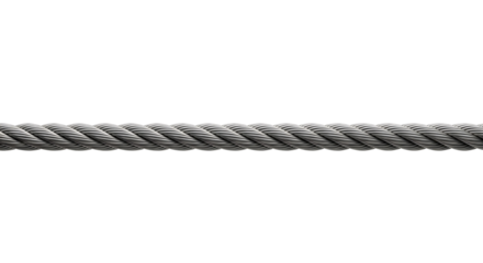 Strong steel wire rope or metal cable for industrial use. Heavy-duty. Isolated on transparent background, png