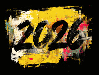The number 2026 roughly made with bold black paint