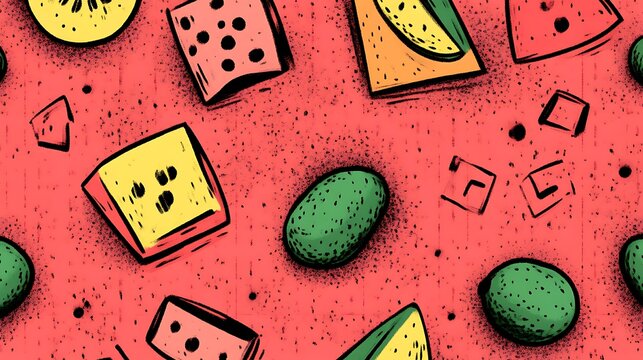 Colorful fruit pattern on a textured background - Powered by Adobe