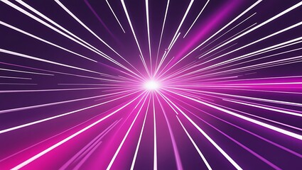 Abstract Purple Light Speed Tunnel: Hyperspace Travel with Glowing White and Pink Lines