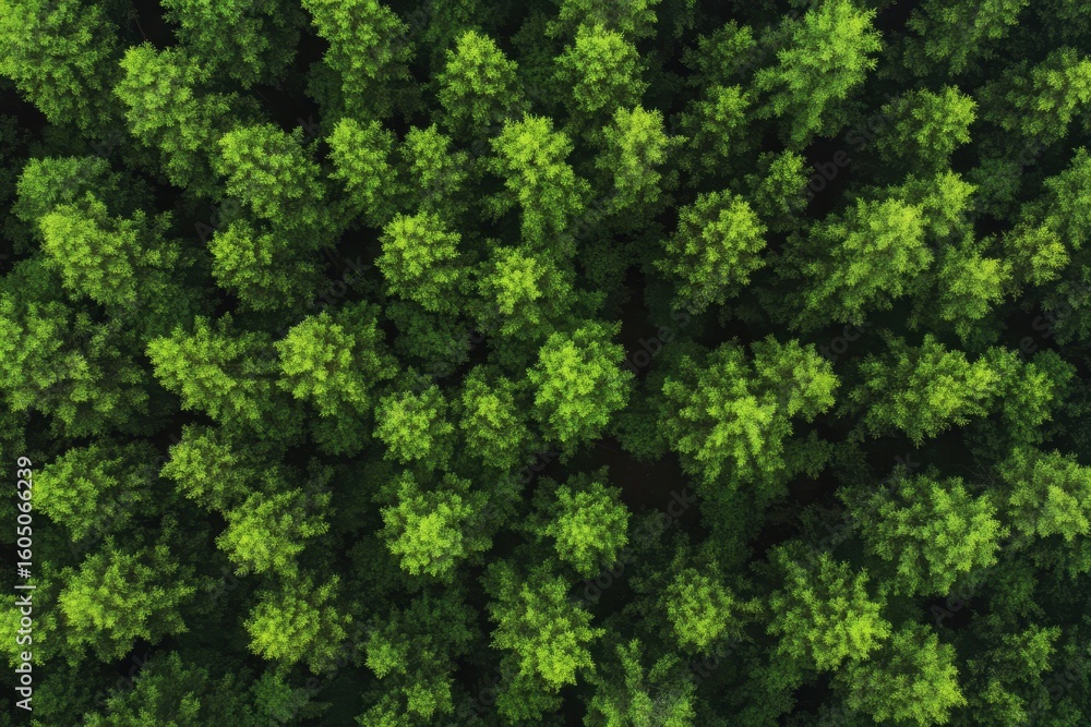 Poster drone dolly captures breathtaking view of evergreen forest treetops under hazy sky, drone dolly of e