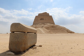 Maydoum pyramid built by King Sneferu in BaniSweif under the blue sky