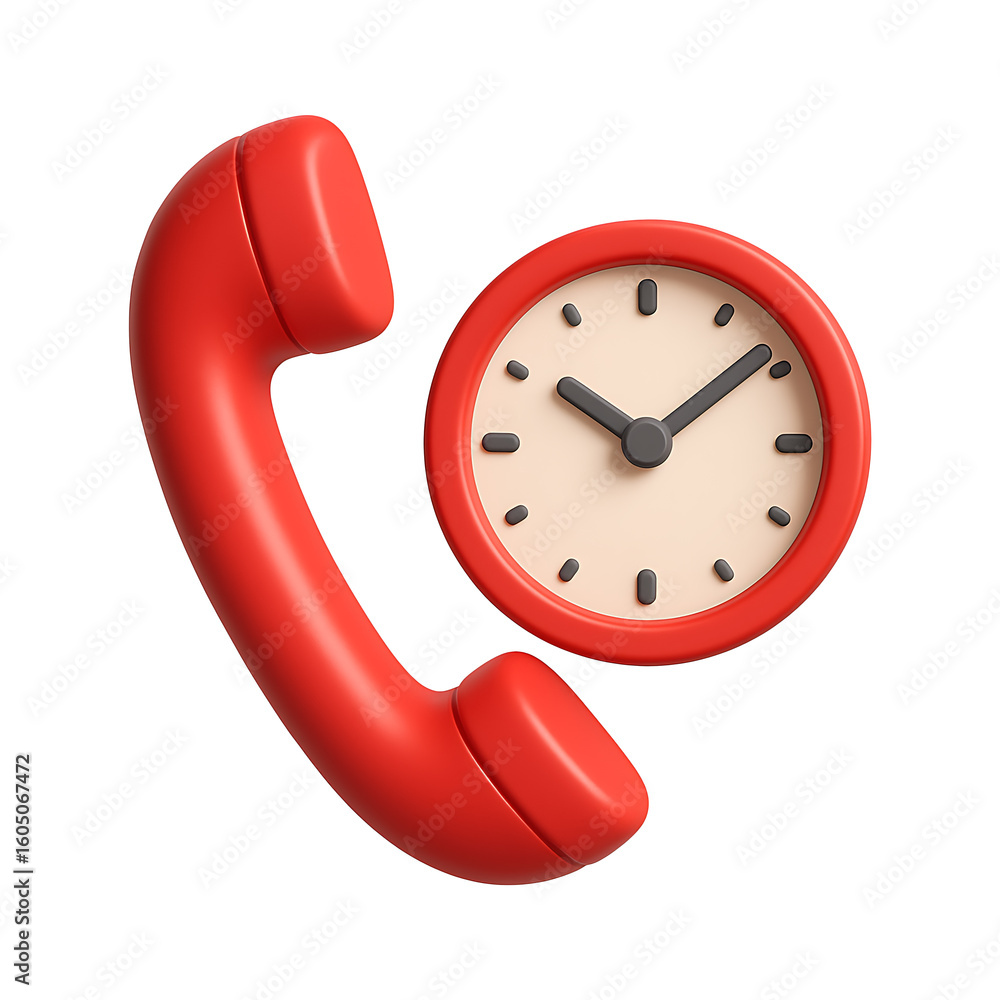 Poster 3d phone and clock icon isolated on a transparent background